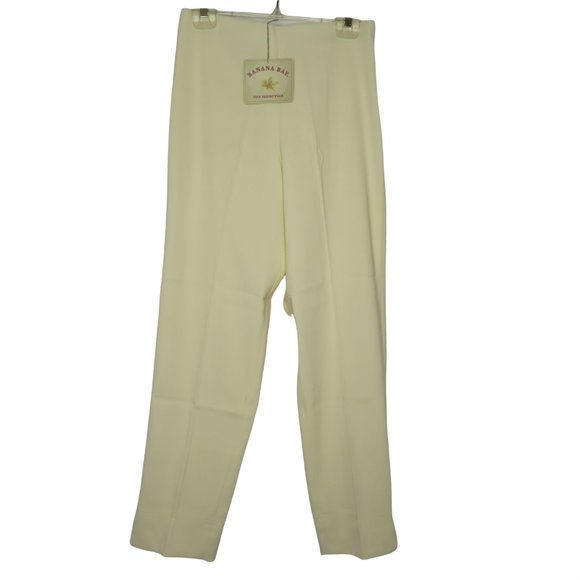 Vintage 80s Banana Bay Pants 8 Light Yellow High Waist Flat Front Zip 30" Inseam - Picture 3 of 10